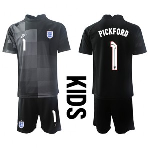 Anglia Jordan Pickford #1 Bramkarskie Koszulka Podstawowych Dziecięca MŚ 2022 Krótki Rękaw (+ Krótkie spodenki)